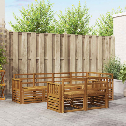Outdoor Sofa Set 7 pcs Natural Polyester