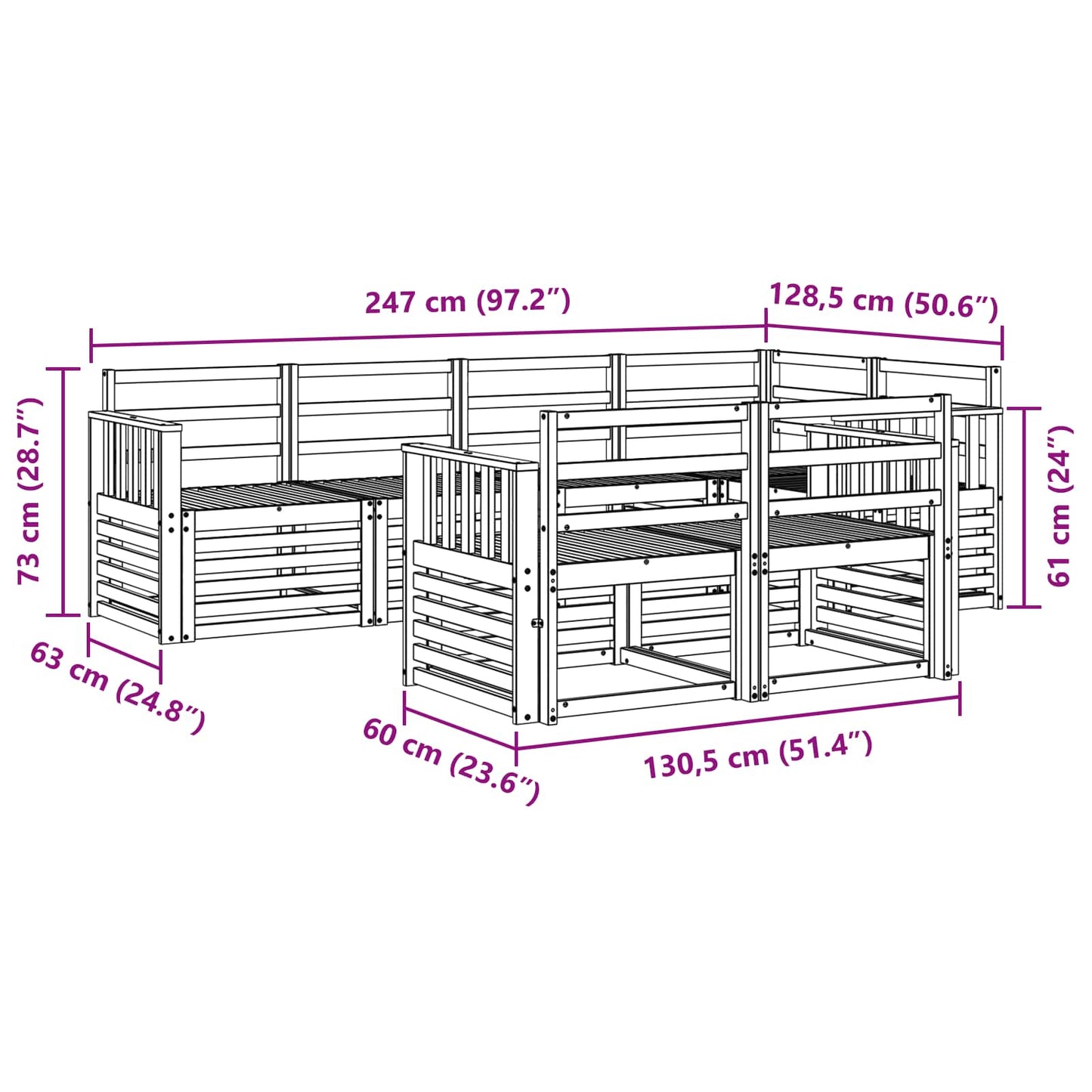 Outdoor Sofa Set 7 pcs Natural Polyester