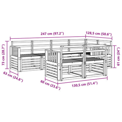 Outdoor Sofa Set 7 pcs Natural Polyester