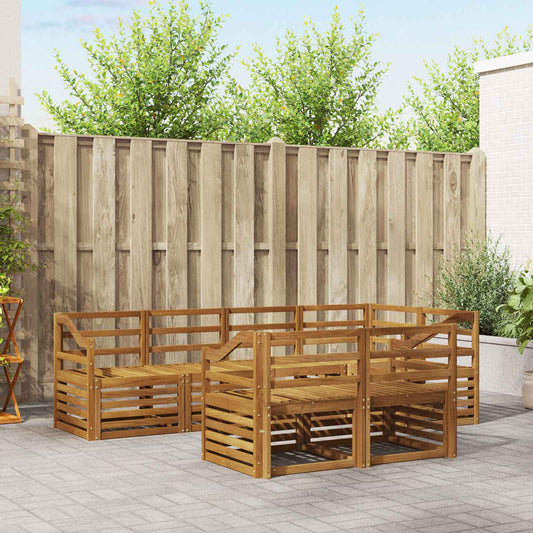 Outdoor Sofa Set 7 pcs Natural Polyester