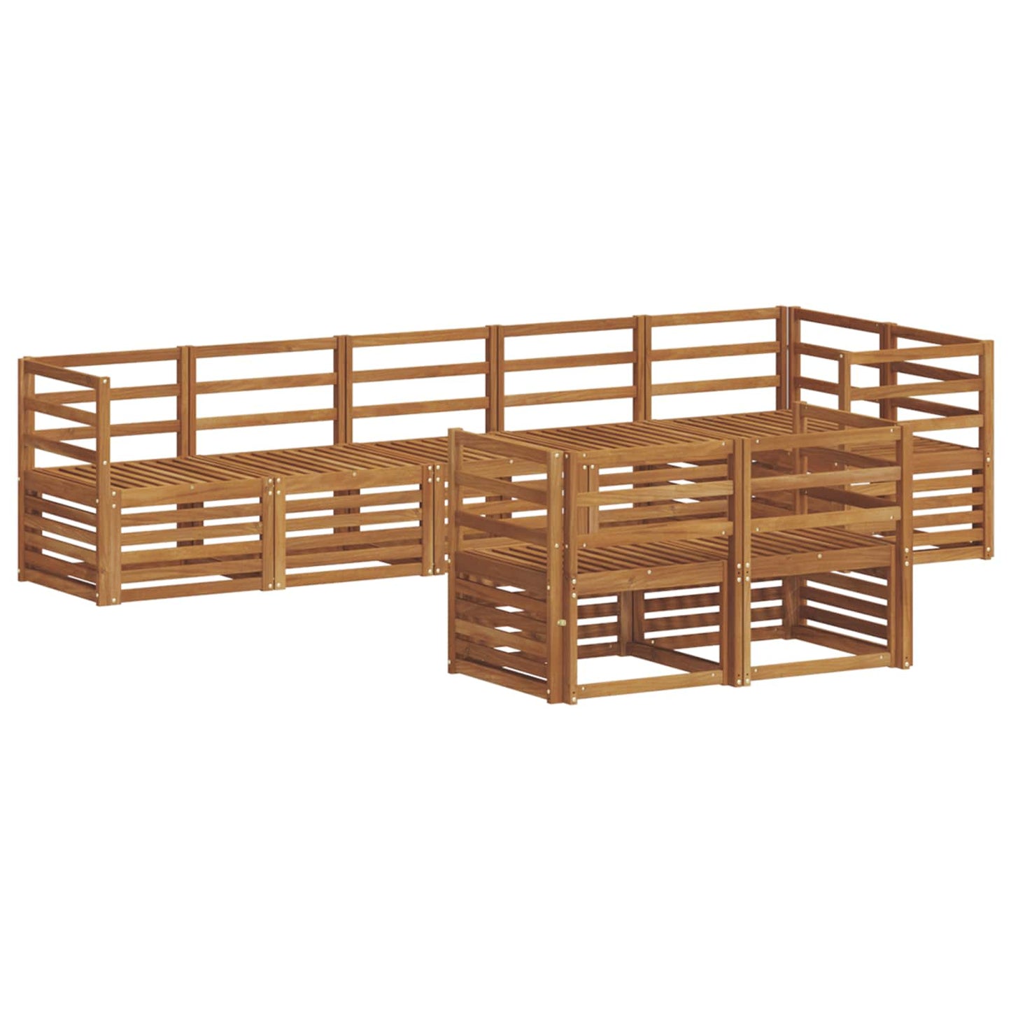 Sofa Sets 8 pcs Natural Solid Acacia Wood