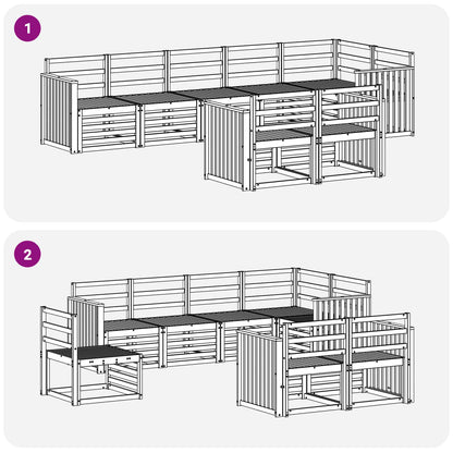 Sofa Sets 8 pcs Natural Solid Acacia Wood