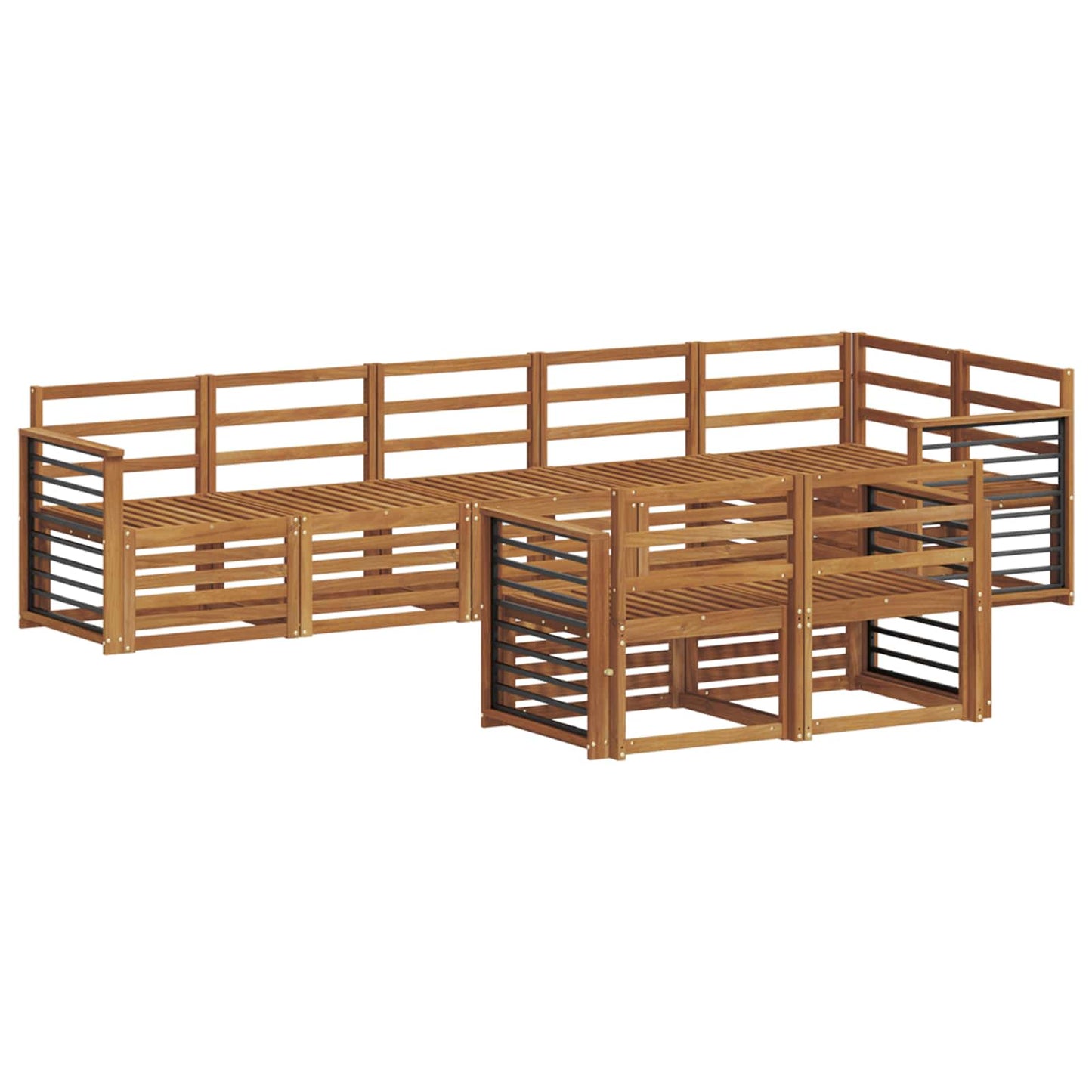 Sofa Sets 8 pcs Natural Solid Acacia Wood