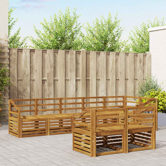 Outdoor Sofa Set 8 pcs Natural Polyester