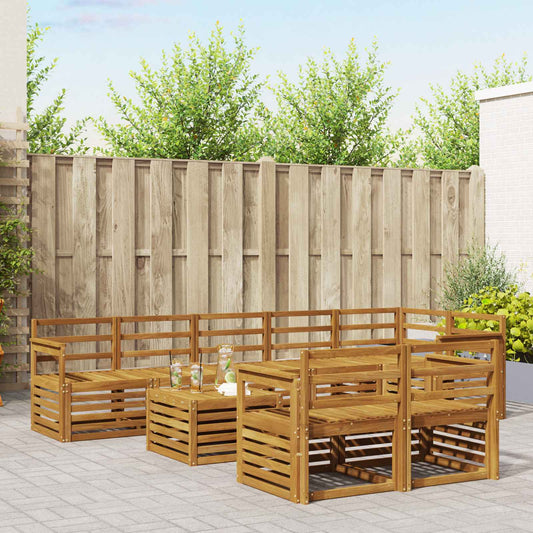 Outdoor Sofa Set 9 pcs Natural Polyester