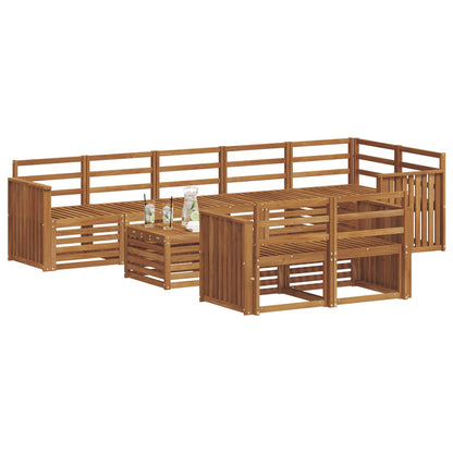 Sofa Sets 9 pcs Natural Solid Acacia Wood
