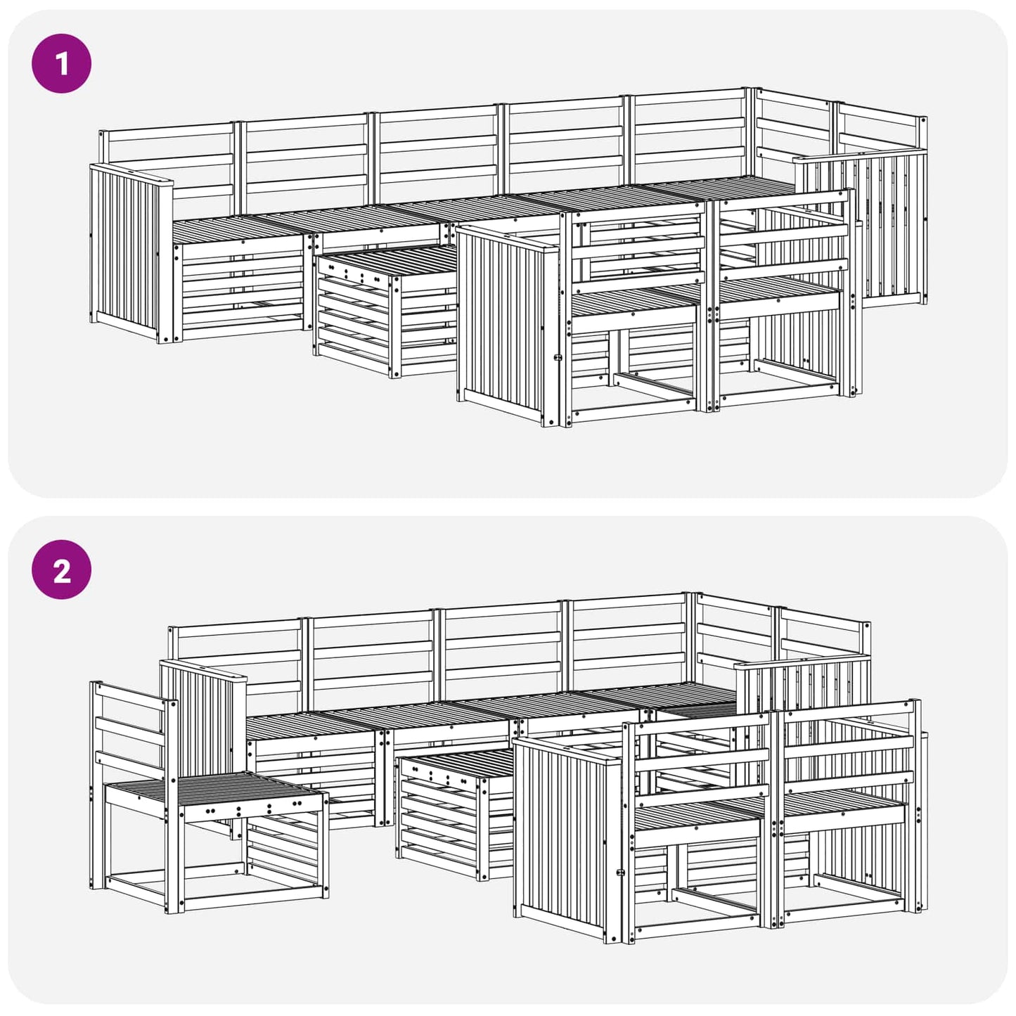 Sofa Sets 9 pcs Natural Solid Acacia Wood