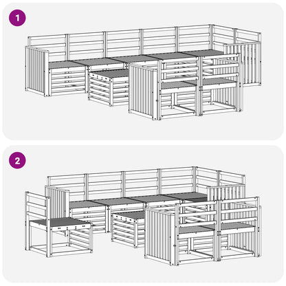 Sofa Sets 9 pcs Natural Solid Acacia Wood
