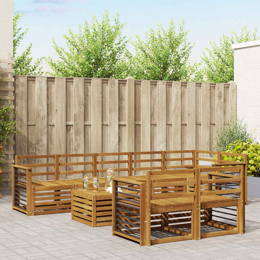 Outdoor Sofa Set 9 pcs Natural Polyester