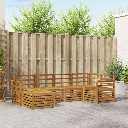 Outdoor Sofa Set 6 pcs Natural Polyester