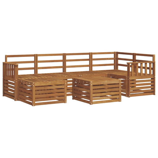 Outdoor Sofa Set 7 pcs Natural Polyester