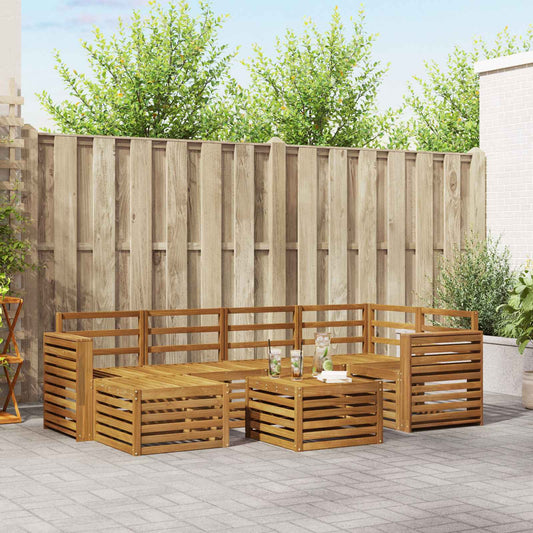 Outdoor Sofa Set 7 pcs Natural Polyester