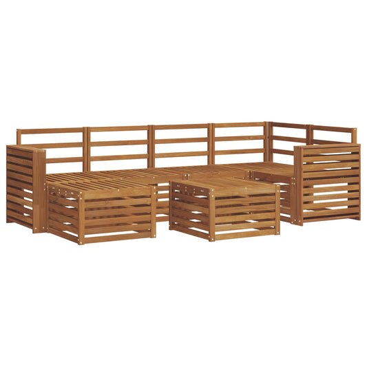 Outdoor Sofa Set 7 pcs Natural Polyester