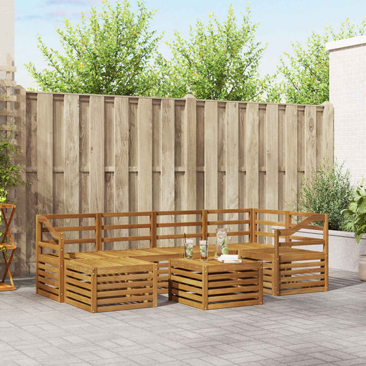 Outdoor Sofa Set 7 pcs Natural Polyester
