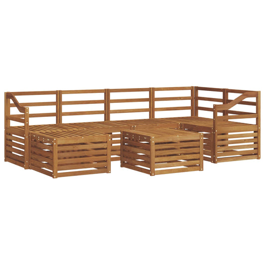 Outdoor Sofa Set 7 pcs Natural Polyester