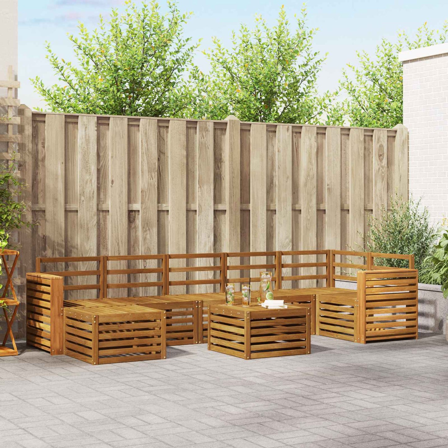 Outdoor Sofa Set 8 pcs Natural Solid Acacia Wood
