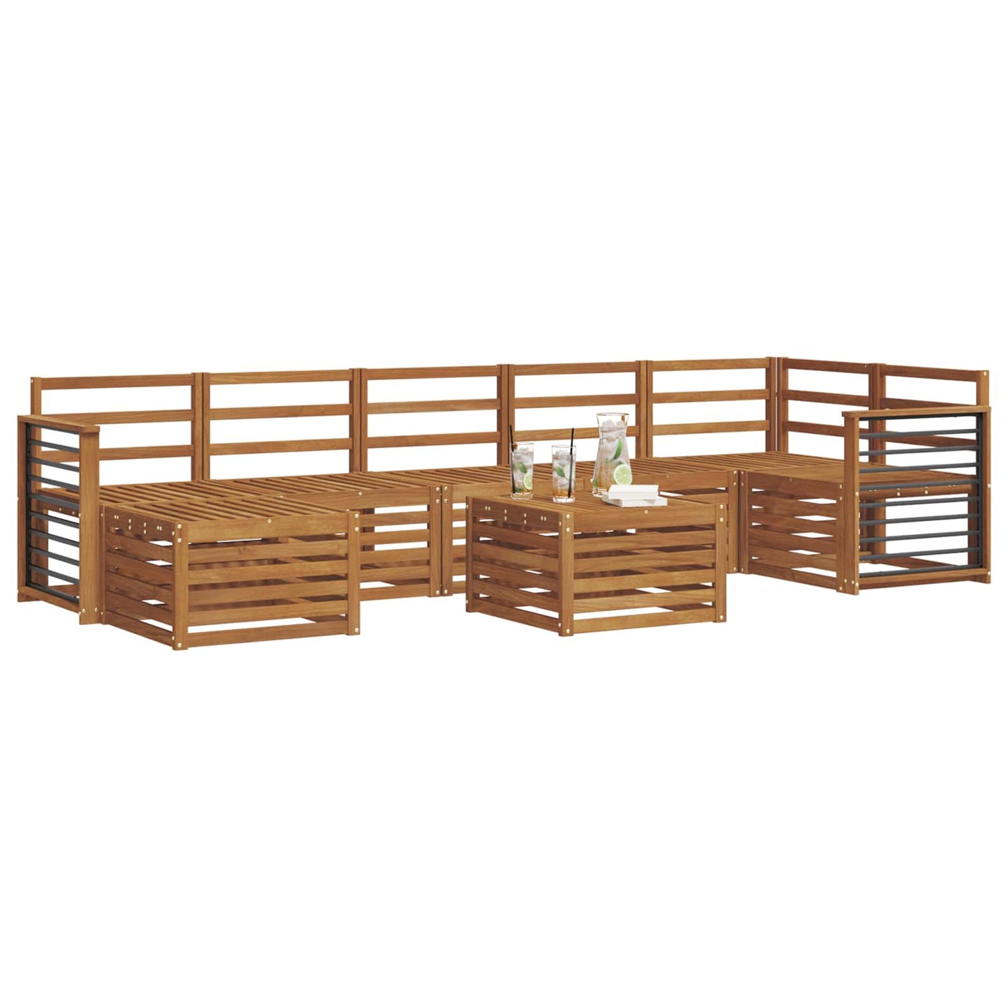 Sofa Sets 8 pcs Natural Solid Acacia Wood