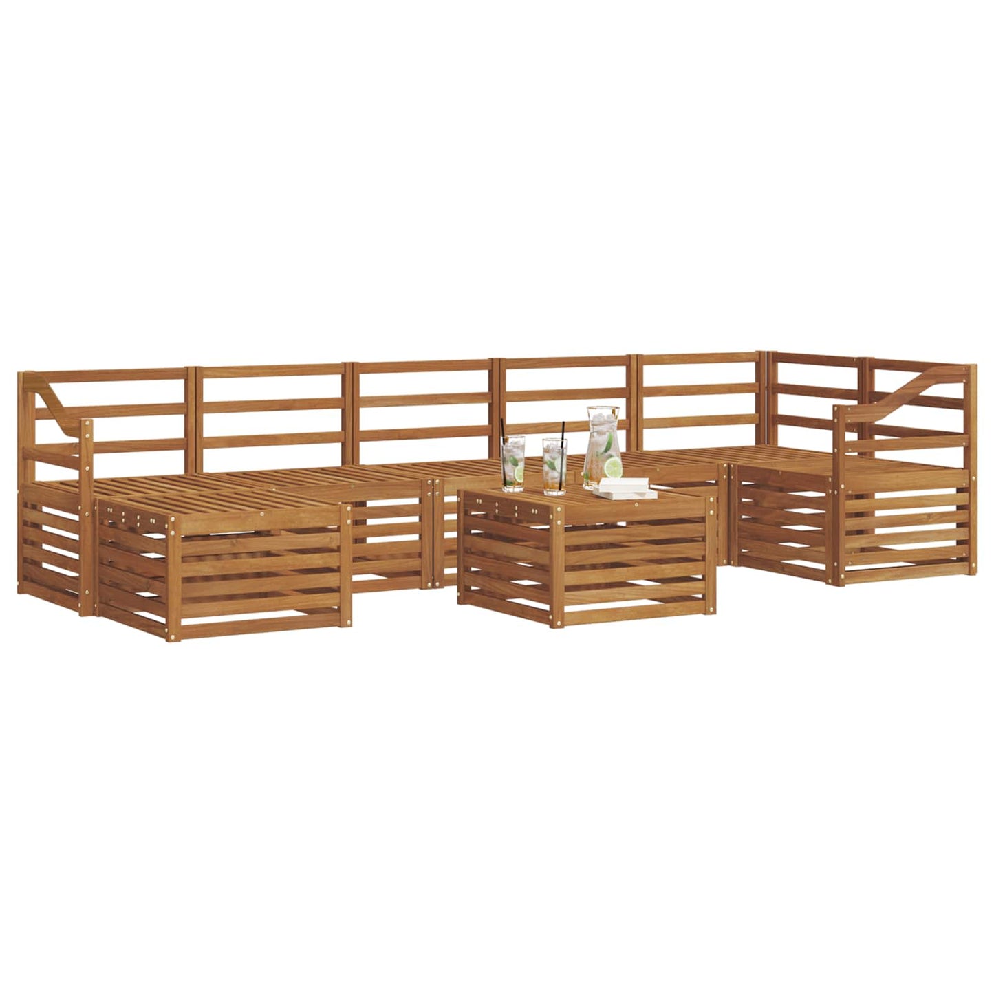 Outdoor Sofa Set 8 pcs Natural Solid Acacia Wood