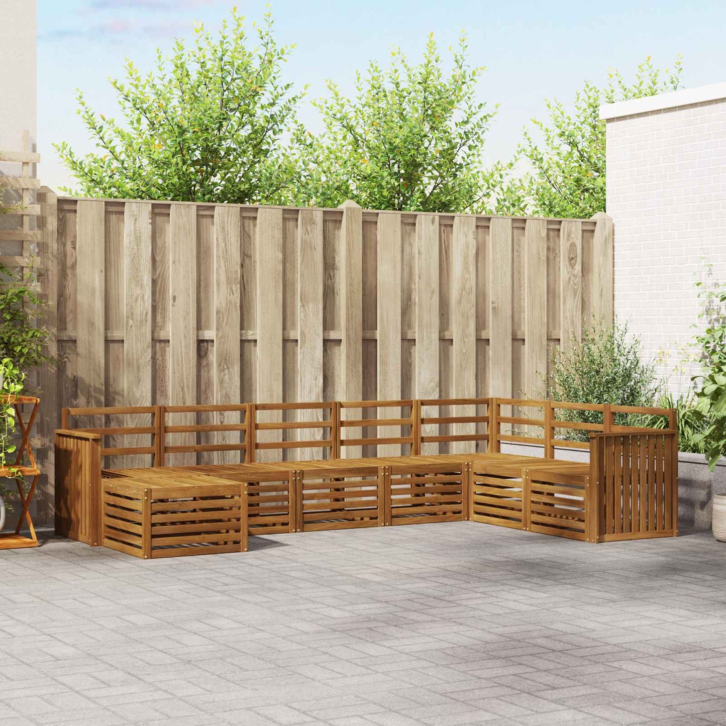 Outdoor Sofa Set 8 pcs Natural Solid Acacia Wood