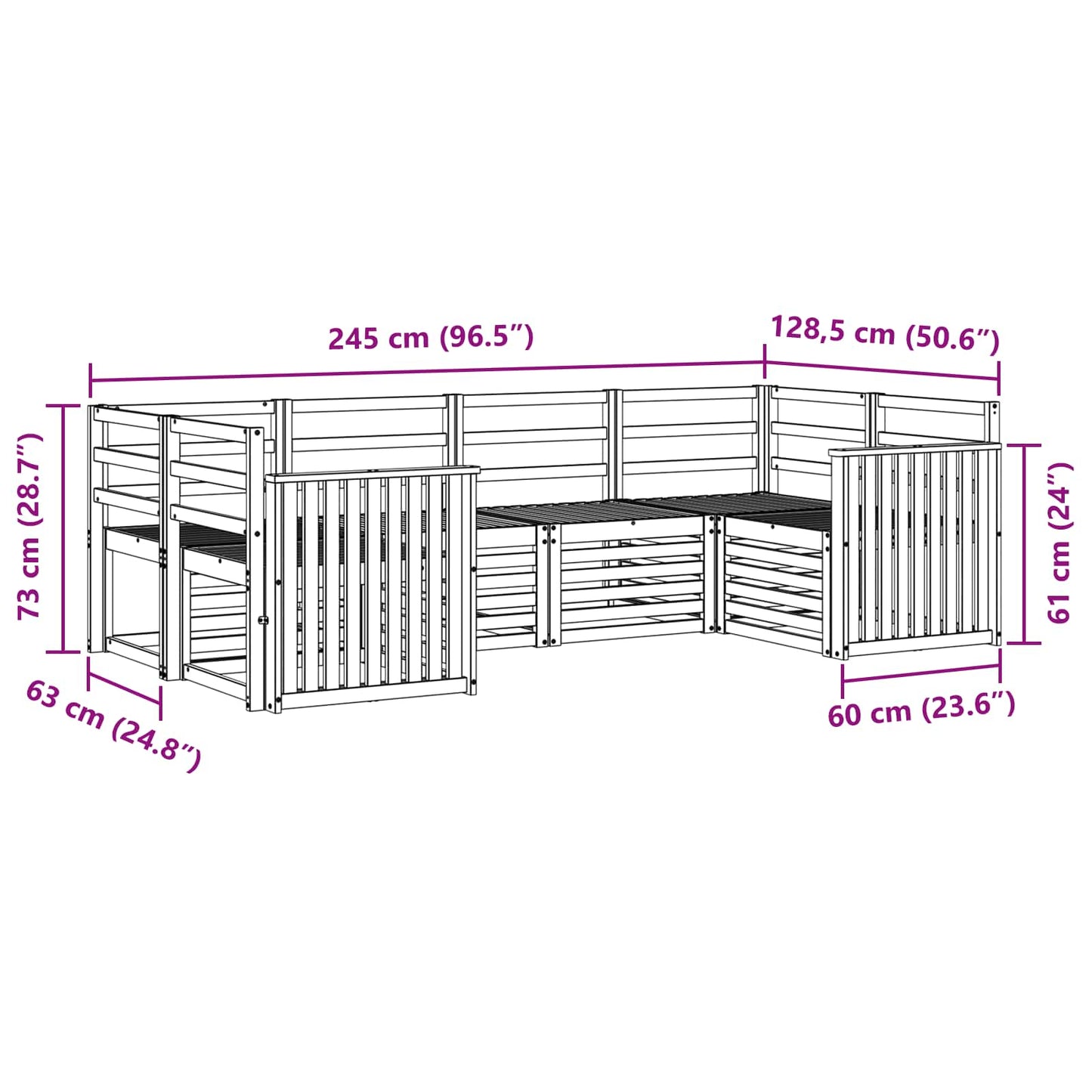 Sectional Sofa Set 6 pcs Natural