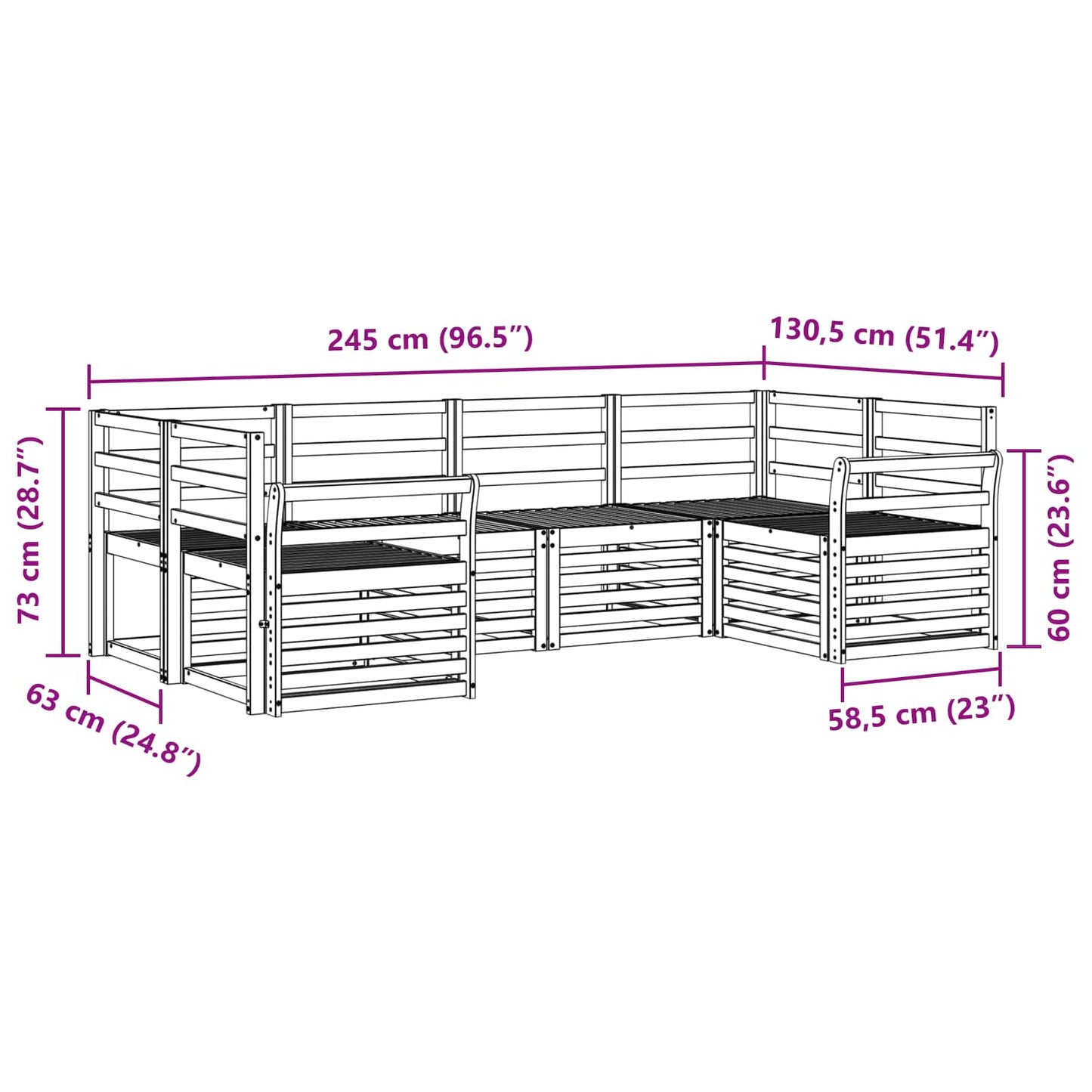 Sectional Sofa Set 6 pcs Natural