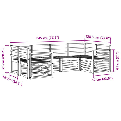 Sofa Sets 6 pcs Natural Solid Acacia Wood