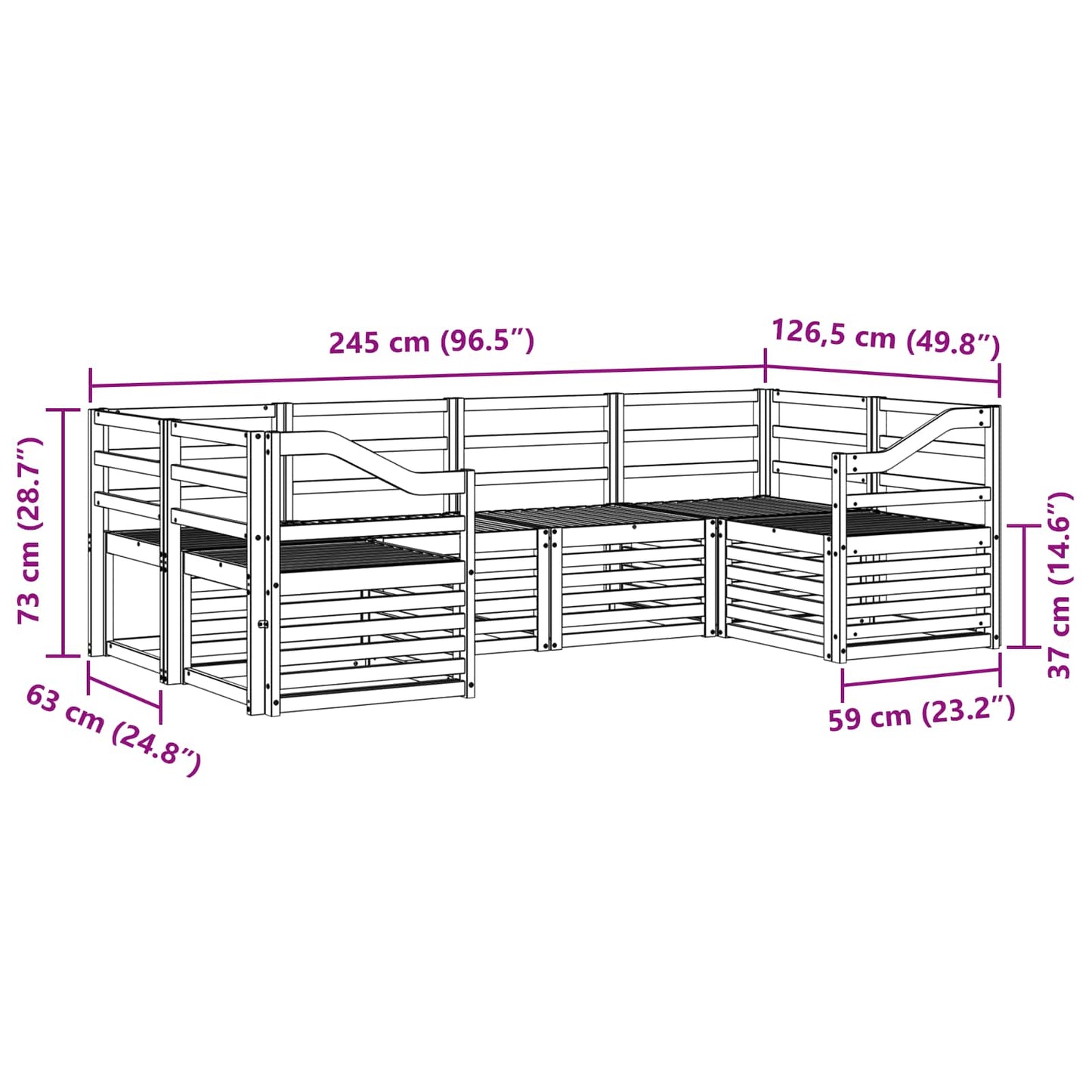 Sectional Sofa Set 6 pcs Natural