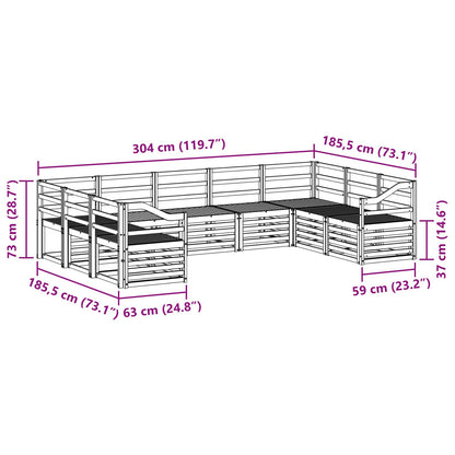Sectional Sofa Set 9 pcs Natural