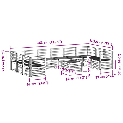 Outdoor Sofa Set 11 pcs Natural Solid Acacia Wood