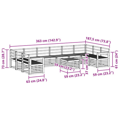Outdoor Sofa Set 11 pcs Natural Solid Acacia Wood