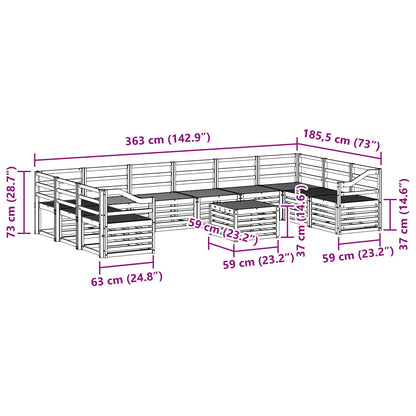 Outdoor Sofa Set 11 pcs Natural Solid Acacia Wood