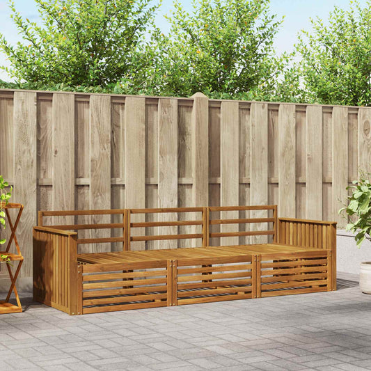 Outdoor Sofa Set 3 pcs Natural Solid Acacia Wood