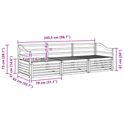 Outdoor Sofa Set 3 pcs Natural Solid Acacia Wood