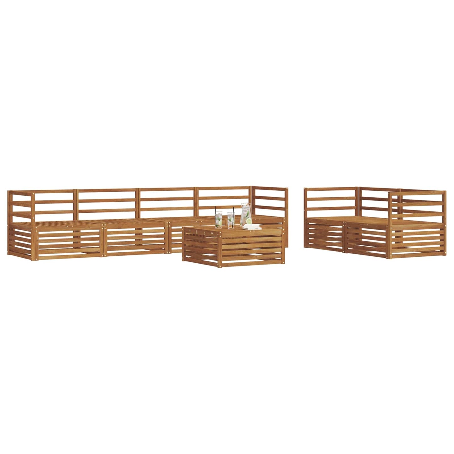 Outdoor Sofa Set 7 pcs Natural Solid Acacia Wood