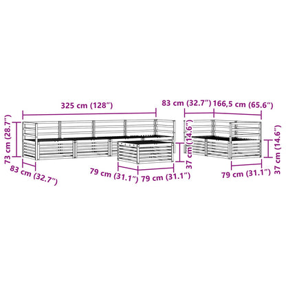 Outdoor Sofa Set 7 pcs Natural Solid Acacia Wood