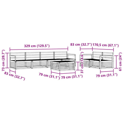 Outdoor Sofa Set 7 pcs Natural Solid Acacia Wood