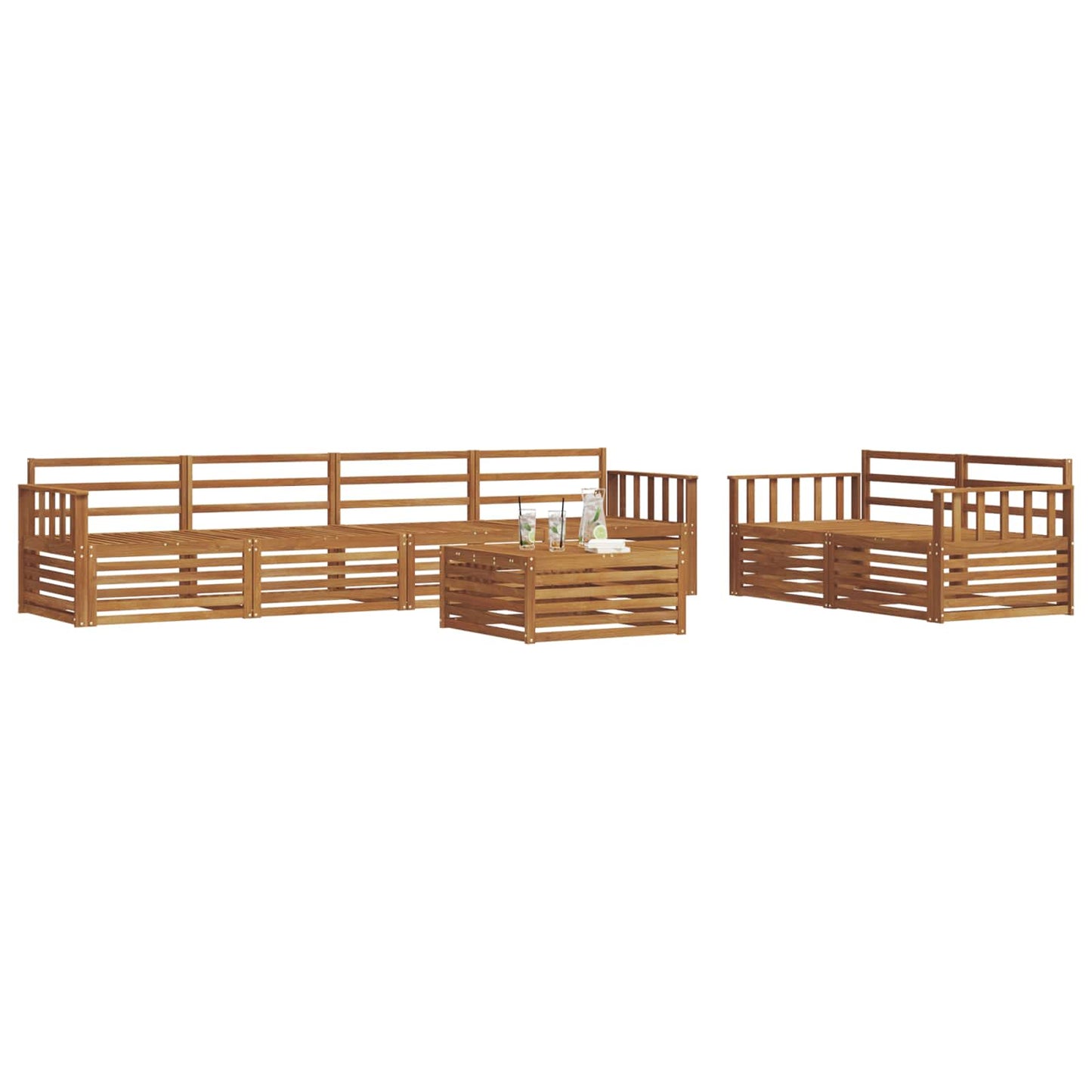 Outdoor Sofa Set 7 pcs Natural Solid Acacia Wood