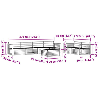 Outdoor Sofa Set 7 pcs Natural Solid Acacia Wood