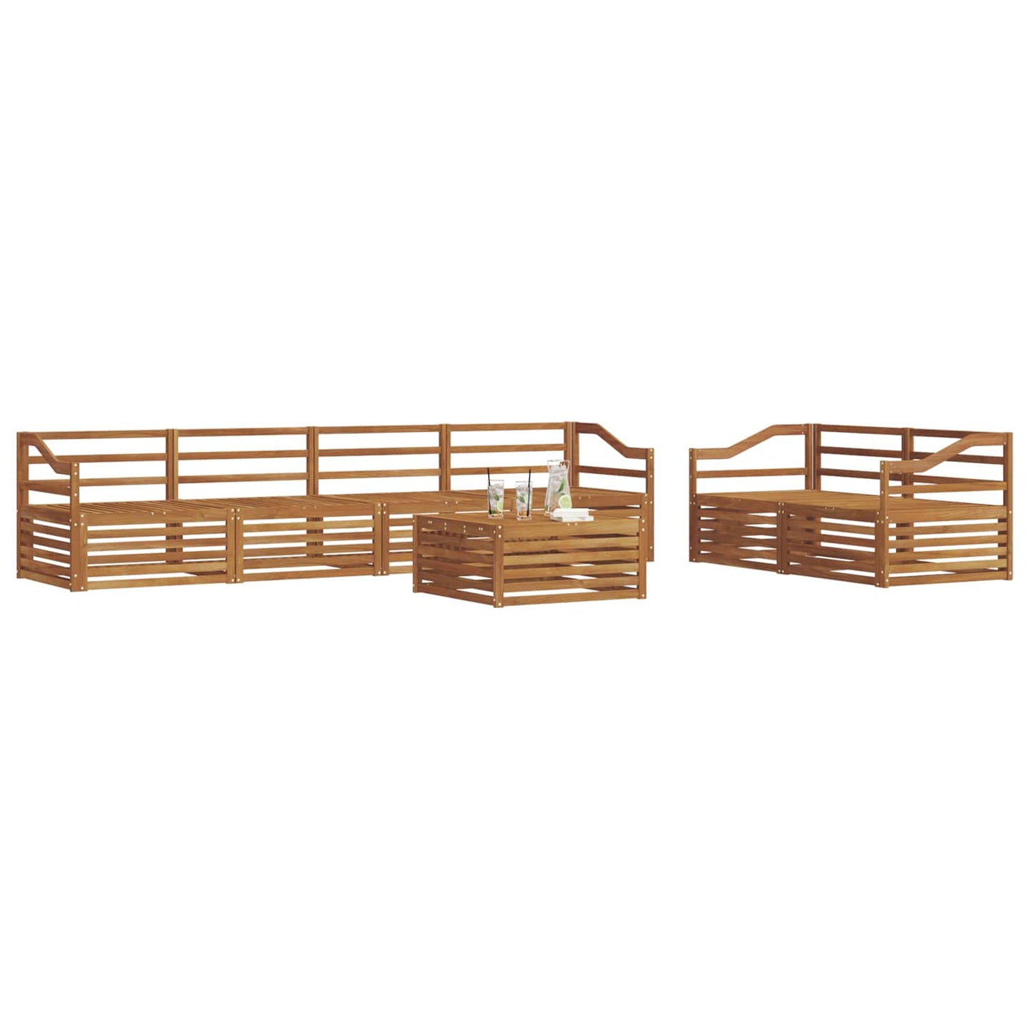 Outdoor Sofa Set 7 pcs Natural Solid Acacia Wood