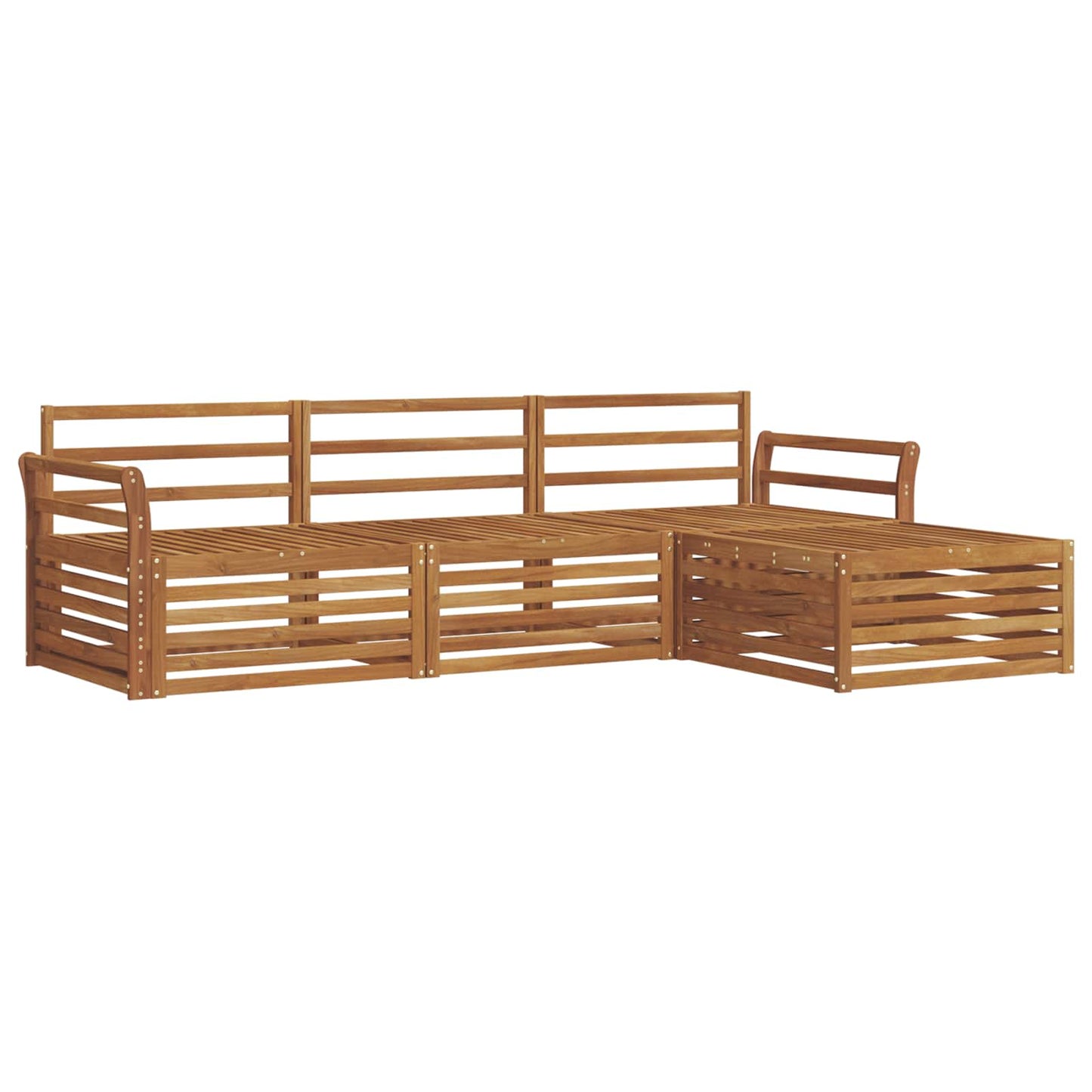 Outdoor Sofa Set Natural 254 x 162.5 x 73 cm Solid Acacia Wood