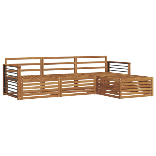 Outdoor Sofa Set 4 pcs Natural Solid Acacia Wood