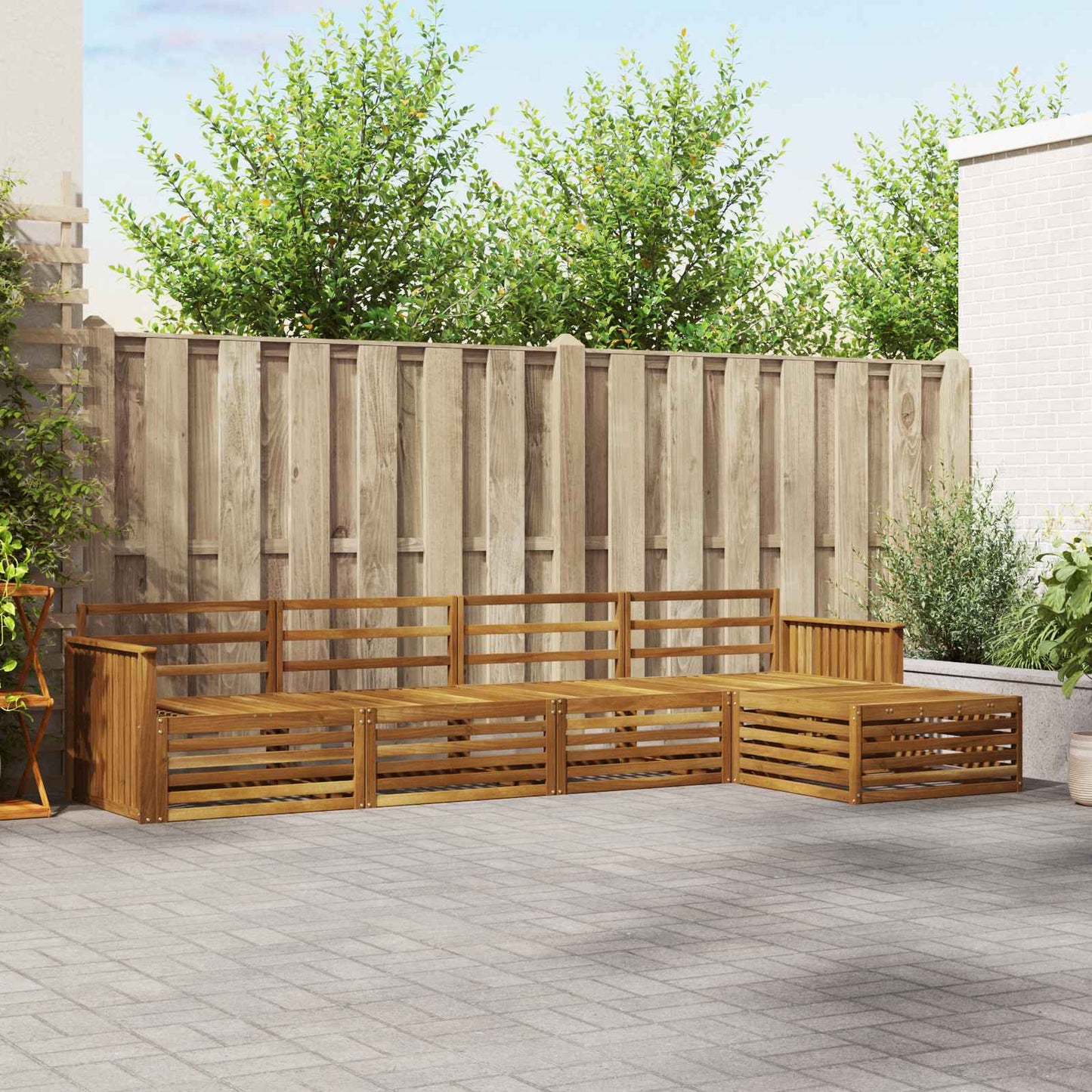 Outdoor Sofa Set 5 pcs Natural Solid Acacia Wood