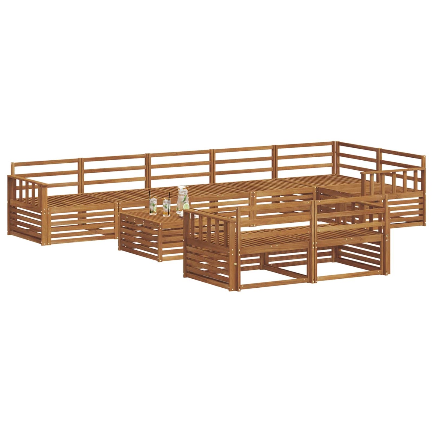 Outdoor Sofa Set 9 pcs Natural Solid Acacia Wood