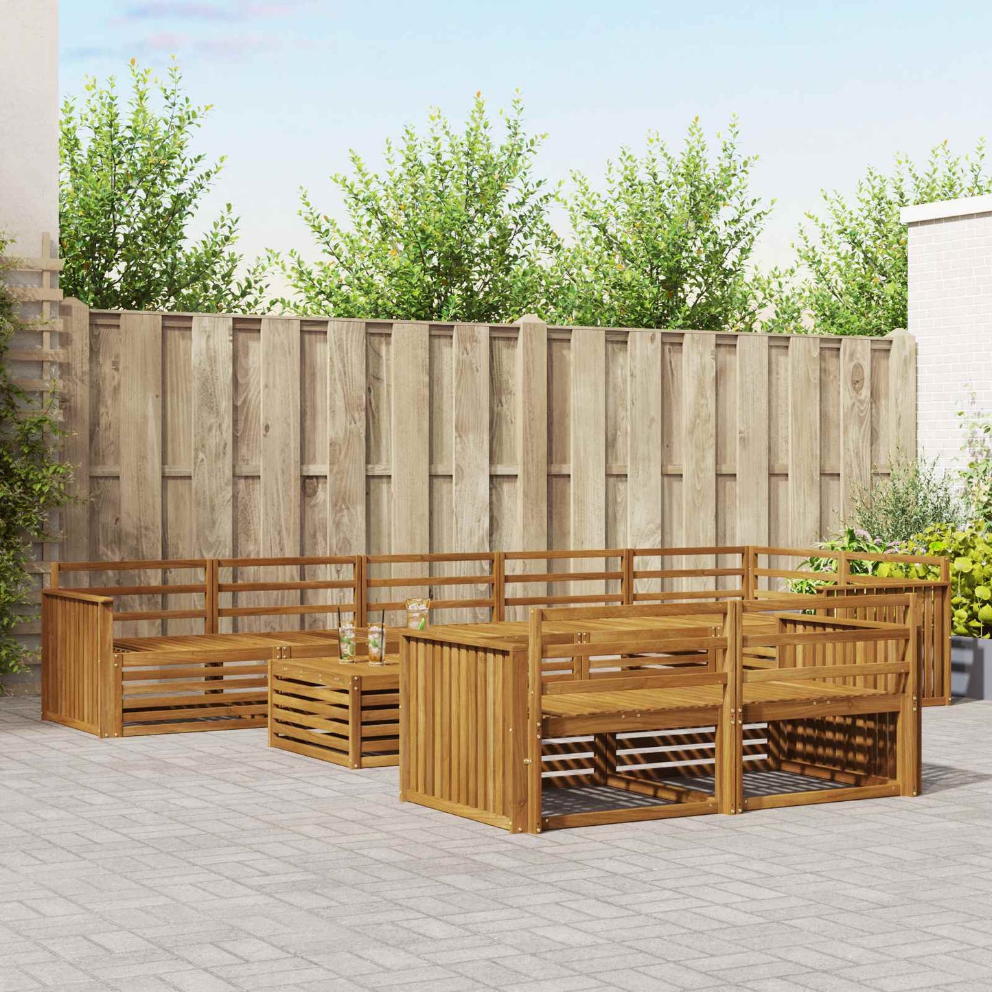 Outdoor Sofa Set 9 pcs Natural Solid Acacia Wood