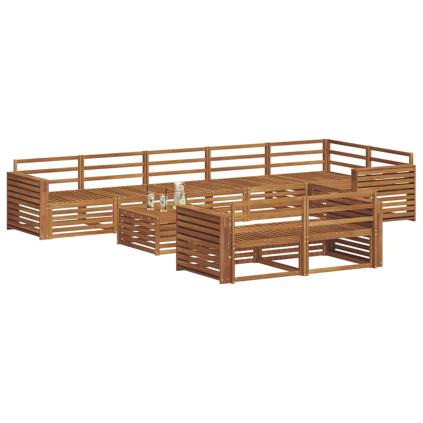 Outdoor Sofa Set 9 pcs Natural Solid Acacia Wood
