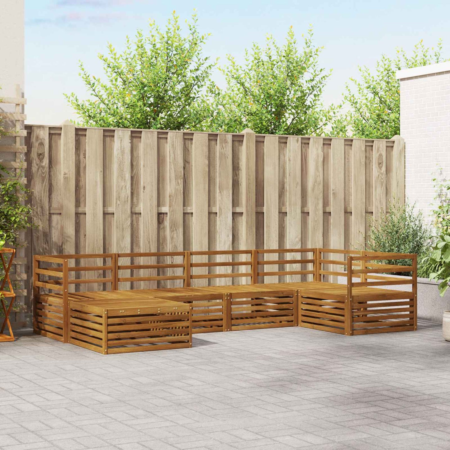 Outdoor Sofa Set 6 pcs Natural Solid Acacia Wood
