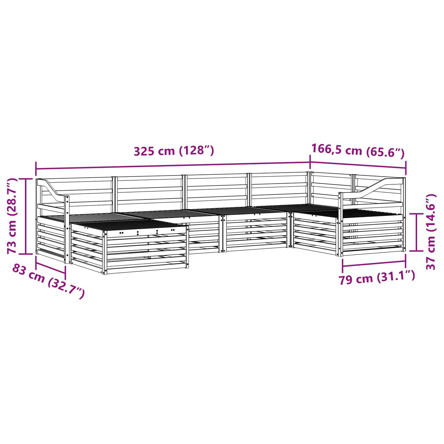 Outdoor Sofa Set 6 pcs Natural