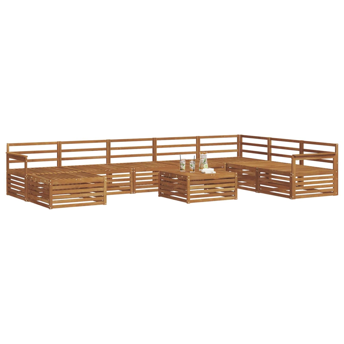 Outdoor Sofa Set 9 pcs Natural Solid Acacia Wood