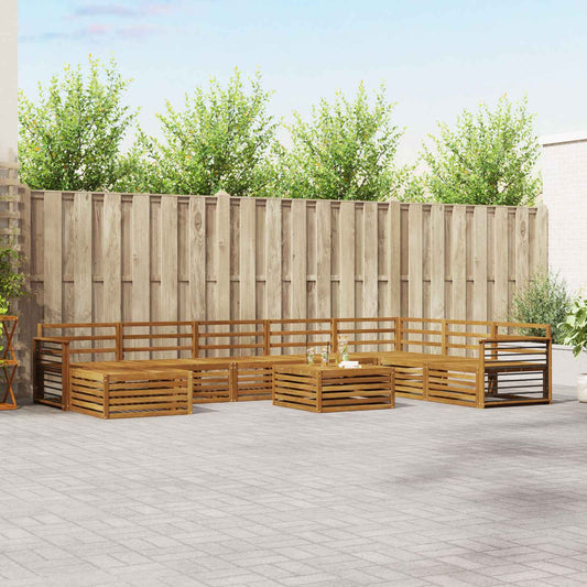 Outdoor Sofa Set 9 pcs Natural Solid Acacia Wood