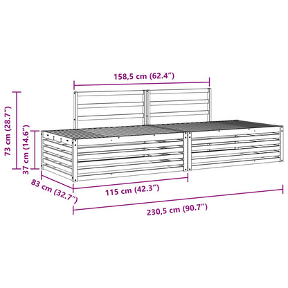 Outdoor Sofa Set Natural 203.5 x 83 x 73 cm Solid Acacia Wood